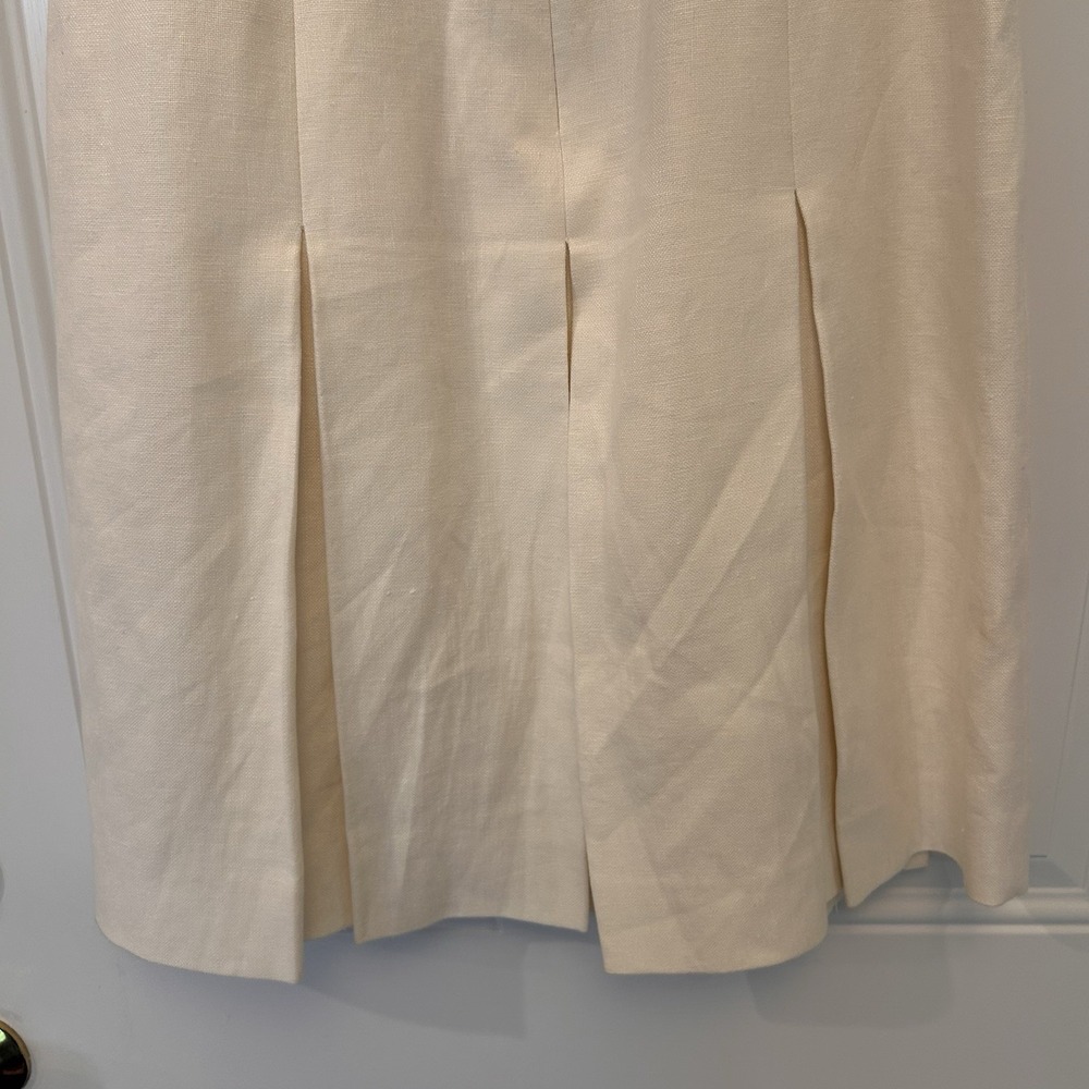 J.Crew 365 Ivory 100% Linen A Line Dress Pleated Sleeveless Work Luxe Minimal 2 - Picture 6 of 10